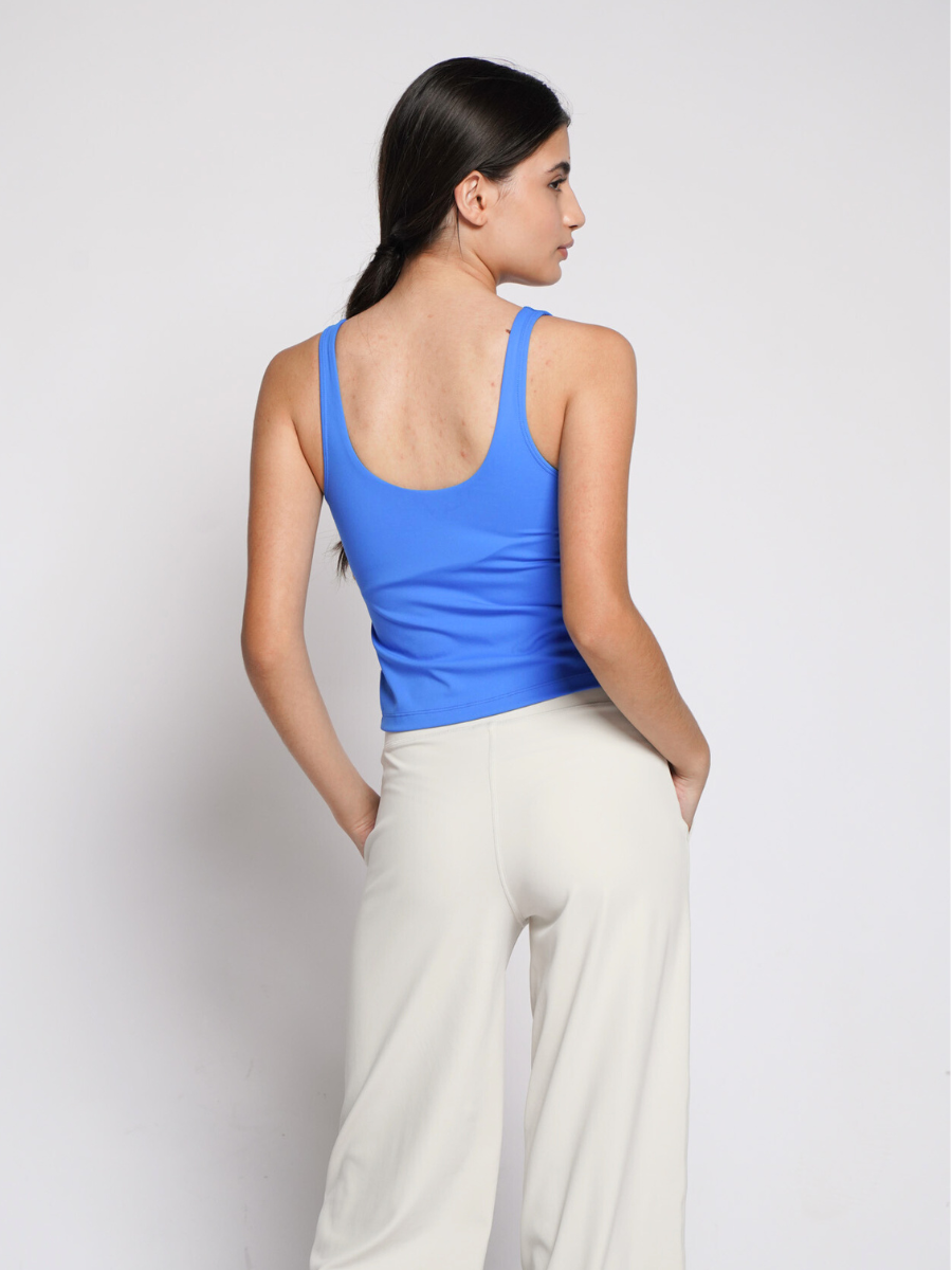 Back To Work *Longline Padded Tank in Azure Blue