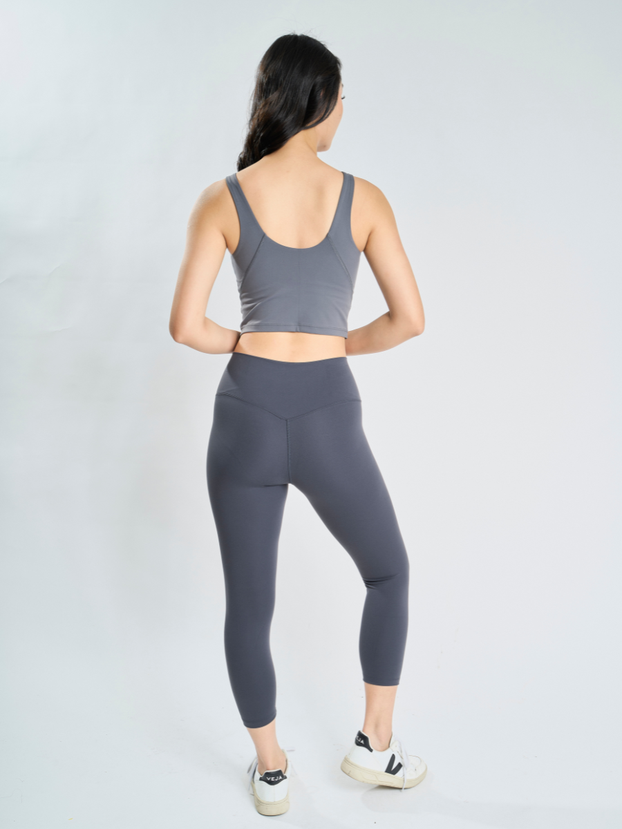 Easy Stretch Crop 21” *Seamless Leggings in Charcoal Blue