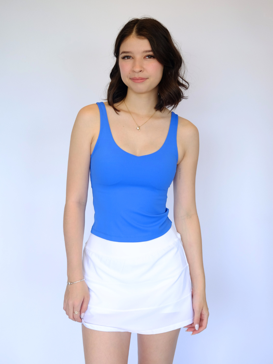 Back To Work *Longline Padded Tank in Azure Blue