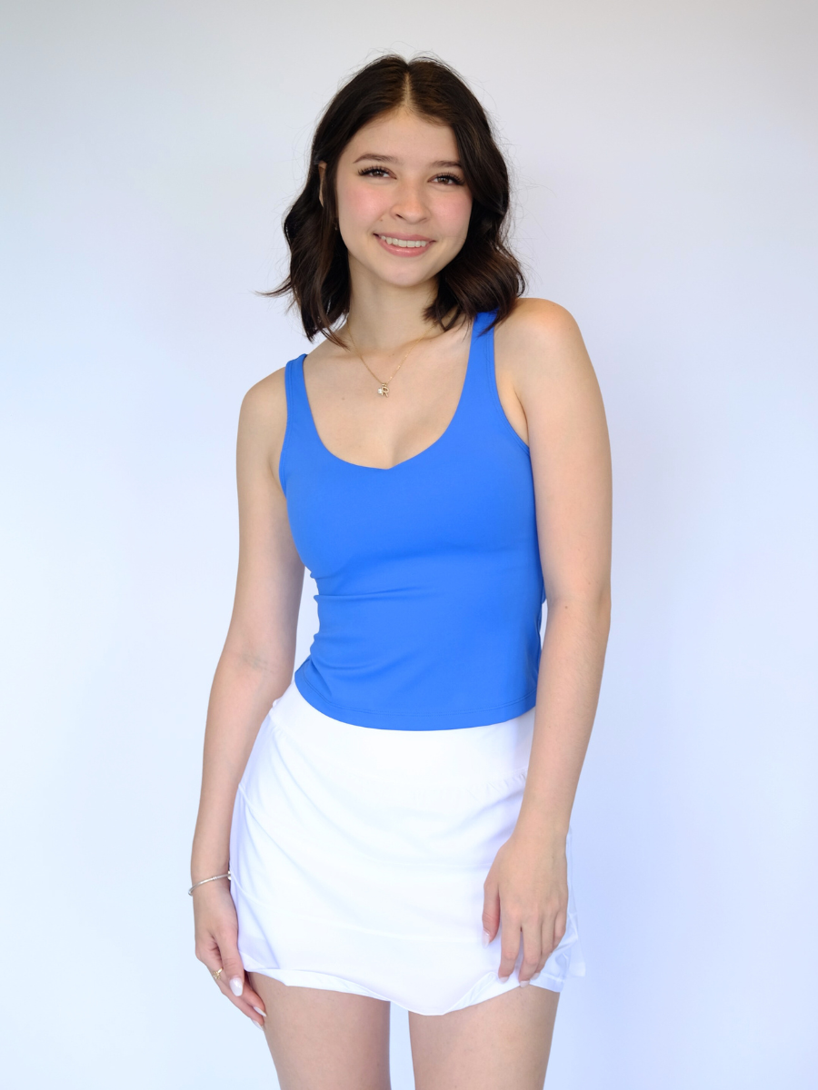 Back To Work *Longline Padded Tank in Azure Blue