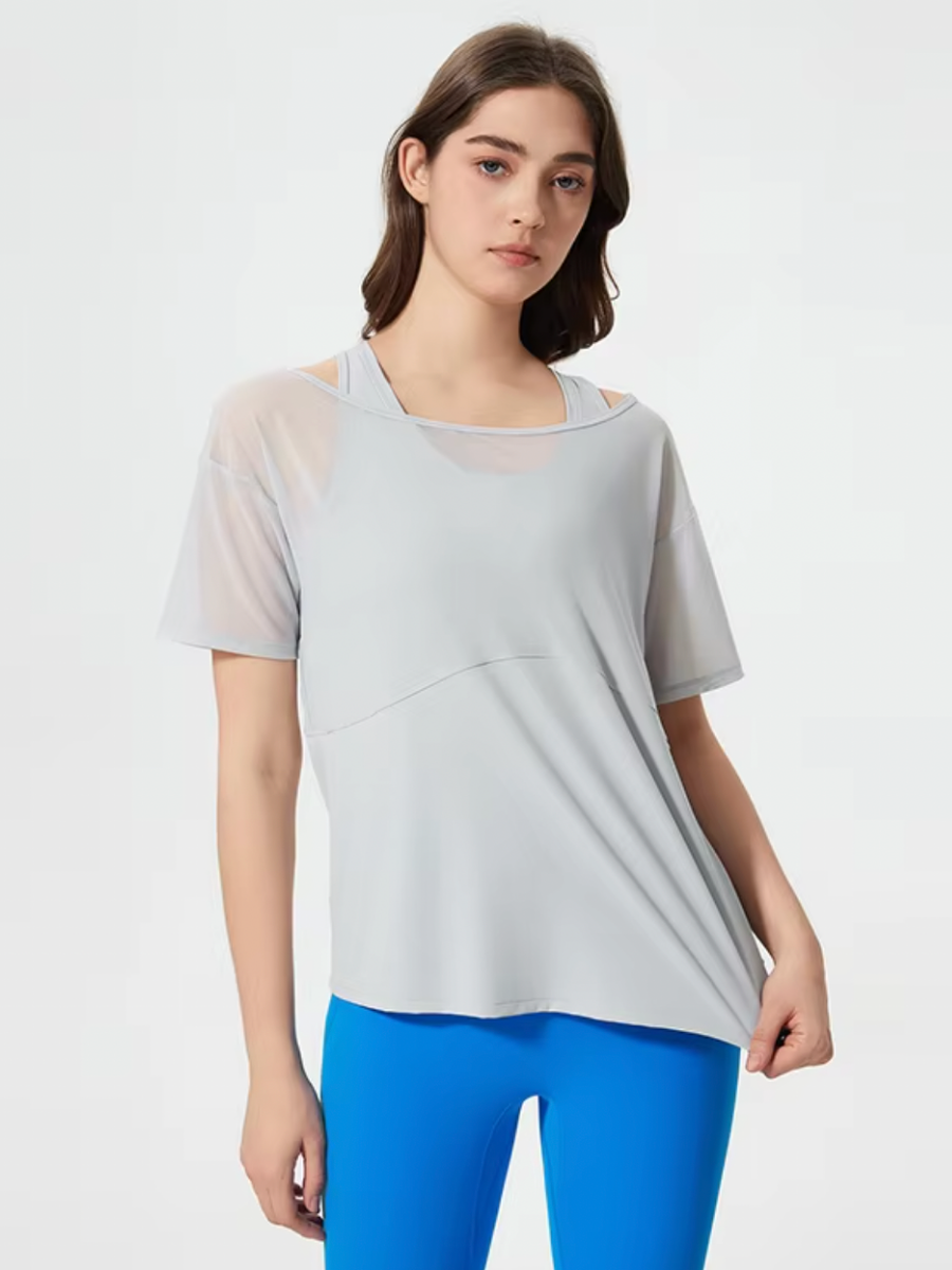 [Sample Sale] Ace Off Shoulder 2-in-1 Tee in Ice Gray