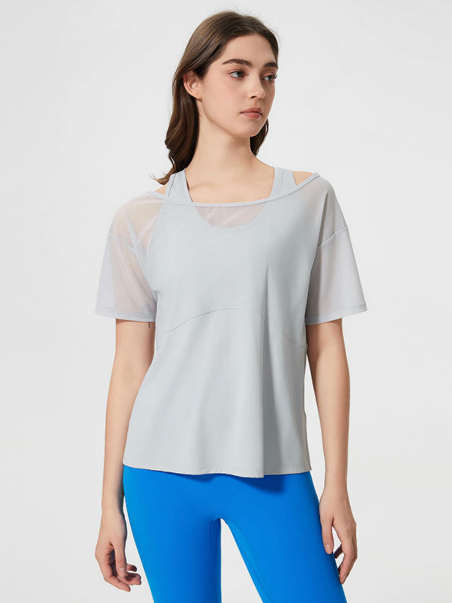 [Sample Sale] Ace Off Shoulder 2-in-1 Tee in Ice Gray