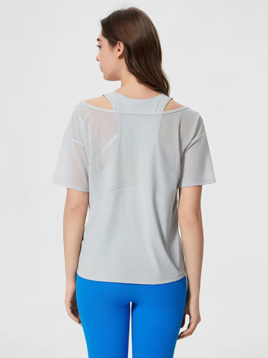 [Sample Sale] Ace Off Shoulder 2-in-1 Tee in Ice Gray
