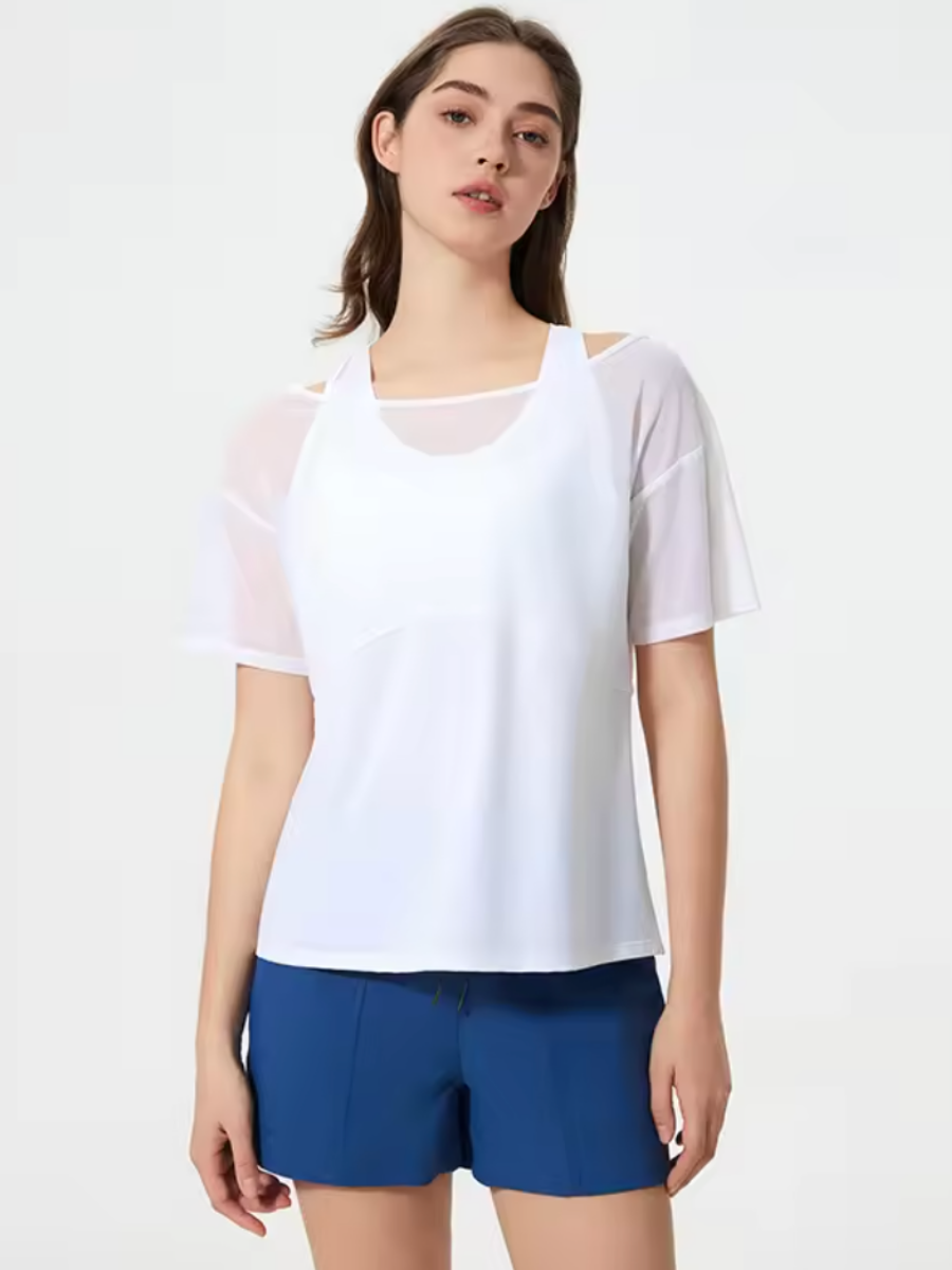 [Sample Sale] Ace Off Shoulder 2-in-1 Tee in White